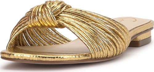 Jessica Simpson Womens Dydra Knotted Slide Sandals, Gold, 8