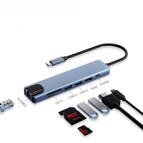 Image of USB HUB USB C Hub, 7 in 1 Type C Adapter with USB C to HDMI,1Gbps Ethernet RJ45,100W Power Delivery,2 USB 3.0 Data Ports, SD /TF Card Readers for All USB C Device & iOS (USB C to 7 in 1 HUB)