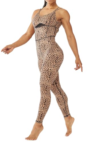Image of LOVESOFT Workout Jumpsuits for Women Sleevesless Bodycon Backless Unitard