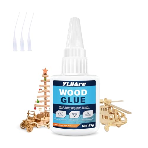 Pegamento para Madera 35g, Super Cola Instantánea para Trabajos en Madera, Anti-Amarillamiento, Adecuado para carpintería, muebles de interior y exterior, artesanías, paneles de pared, gabinetes y pue