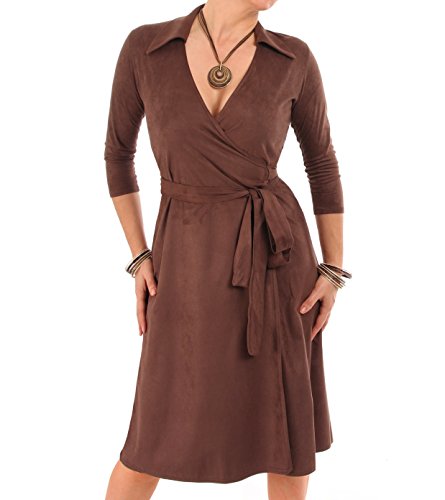 Preisvergleich Produktbild Blue Banana - Wickelkleidkleid in Wildlederoptik - Braun - Gr:42