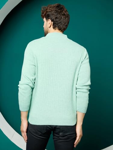 Image of Kvetoo Men High Neck Zipper Full Sleeve Woolen Winter Sweater