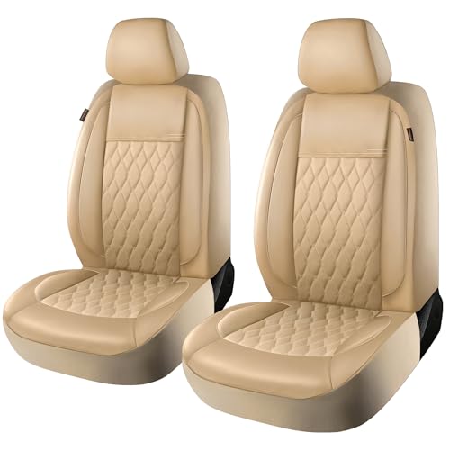 CAROMOP Faux Leather Car Seat Covers 2 Front Set,Luxury and