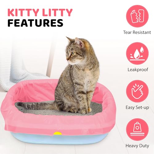 Image of EZ Pick Up Dog & Cat Pet Waste Clean Up Bags Litter Liners (Pink, 36 inchx18 inch) | strong heavy duty