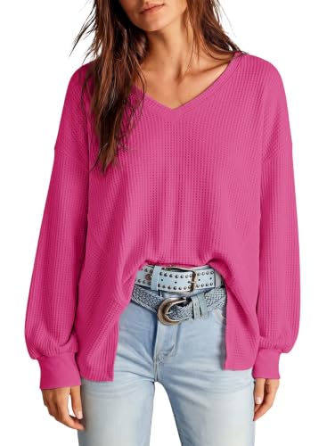 Image of Dokotoo Womens Waffle Knit Tops Trendy Fashion 2026 Oversized T Shirts