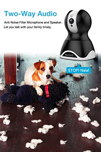 WiFi Pet Camera IMILLET Dog Camera with Phone App FHD Indoor Cat Camera Pet Monitor Night Vision 2 Way Audio Motion Detection (Black)