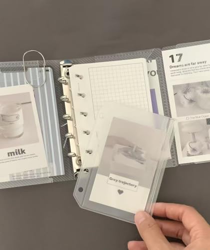 Image of Clear A7 Binder (6-Ring), 4.1 inch x 5.9 inch Mini Pocket-Sized Refillable Notebook Cover, Transparent Plastic Flip Flap Folder for Travel, Budget,Reading Bookish