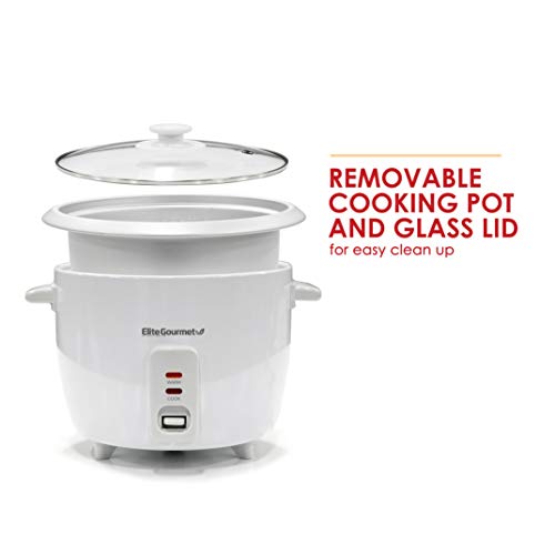 Elite Gourmet Erc-003 Electric Rice Cooker, 6 Cups Cooked (3 Cups Uncooked), White & Egc007Chc# Rapid Egg Cooker, 7 Easy-To-Peel, Hard, Medium, Alarm, 16-Recipe Booklet, Charcoal Grey #TOP2