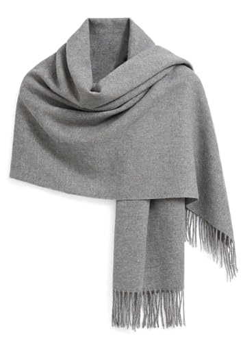 Bawnhaw Grey Large Scarf Pashmina-Like Shawl for Women Fall Winter Soft Cashmere-Feel Fringe Wrap Fashion Accessories for Wedding Bridal Evening Dresses