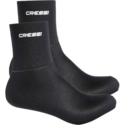 Cressi Black Neoprene Socks Resilient - Premium Ultra Stretch Neoprene Socks - Available in 3 or 5 mm Version - Unisex Adult