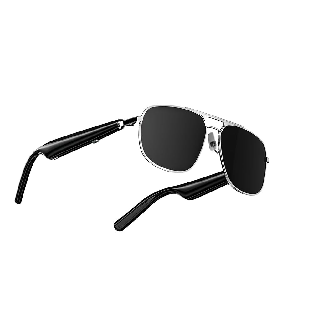 Active Pixel Smart Glasses with Bluetooth Speaker, Metal Frame Polarized UV Protection Bluelight Sunglasses Voice Control ...