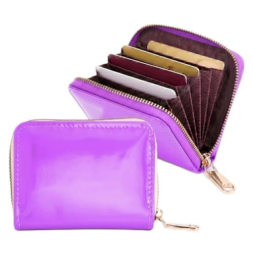 card holder wallets with zipper, slim credit card organizer, multi slot compact mini wallet, secure travel card case, stylish small wallet for daily use (light pink)