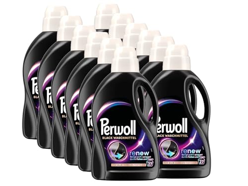 PERWOLL Black Waschmittel 12x 27 WL (324 Waschladungen), Feinwaschmittel reinigt sanft und erneuert dunkle Farben und Fasern, für alle dunklen Textilien, mit Dreifach-Renew-Technologie