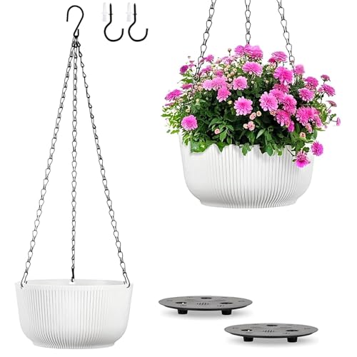 Kvetto Hanging Planters for Outdoor Plants, Set of 2 White