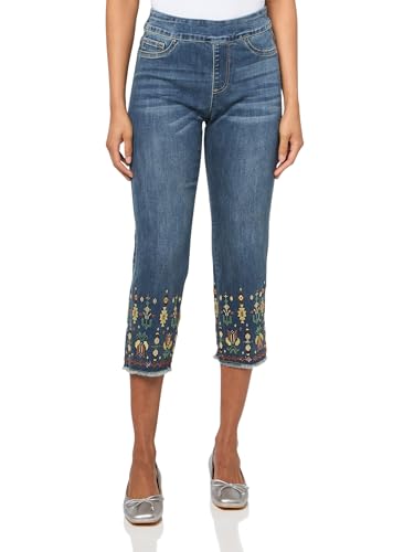 john mark Women's Five Pocket Pant with Beaded Details and Frayed Hem