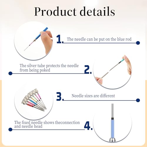 13 Pcs Punch Needle Kit 10 Sizes Punch Needle Tool Punch Needles with Handles Punch Embroidery Kit with Embroidery Tool Punch for Adults Beginner Cross Stitch DIY Craft - Image 3