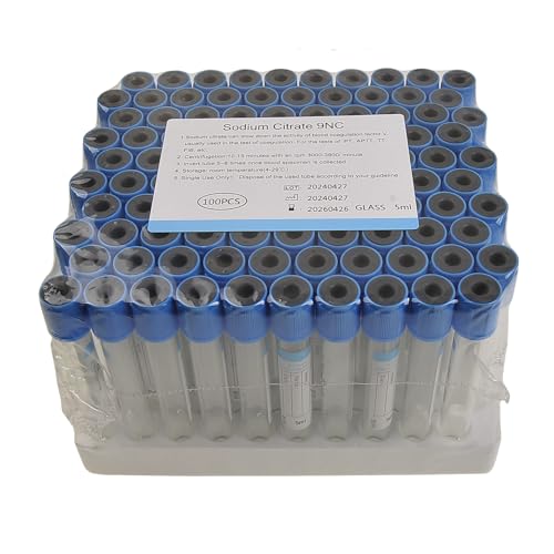 VNisenllc Pet Animals Lab Vacuum Blood Collection Tubes Buffered Sodium Coagulation Blood Collecting Tube Veterinary Supplies, 100pcs 10ml Light Blue