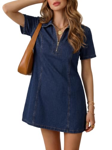 Image of KIFOVEN Women's Short Sleeve Casual Denim Dress