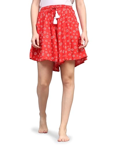 Image of B STORIES Women's Viscose Printed Lounge Culotte Shorts (Pack of 2)