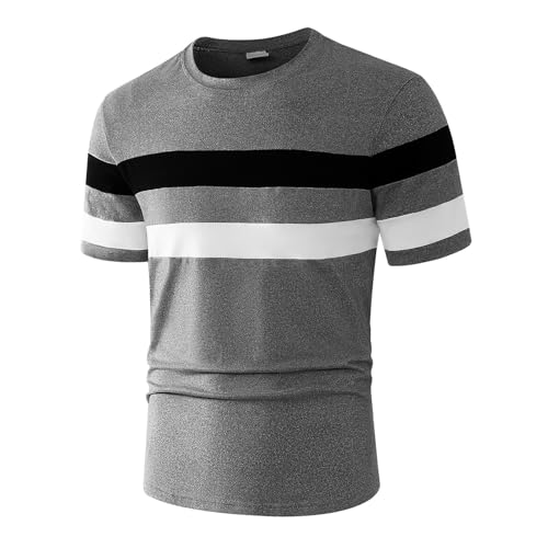 Mens Sport Shirts Summer Casual Short Sleeve Striped Graphic Muscle Tshirt Stretch Soft Crew Neck Moisture Wicking Tees3