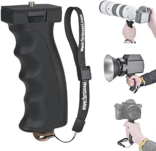 Universal Ergonomic DSLR Mirrorless Camera Camcorder Binoculars Hand Grip Stabilizer, Portable Handheld Selfie Stick, Long Focus Lens Video Light Holder Mount for Youtube Tiktok Vlogging Starter Kit