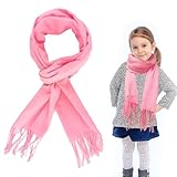 SwirlColor Sciarpa Bambina, Morbida Faux Cashmere Sciarpe Wraps Scialle Inverno Sciarpa Lunga Per Le Ragazze Bambini Collo Warmer - Rosa