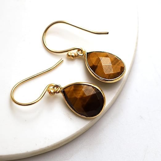 Gempires Teardrop Crystal Earring, Pear Shape Dangle Drop Earrings, Natural Gemstone Earring, Minimal, Everyday Wear, Hypoallergenic 14k Gold Plated, Gift for Mom Wife friend - Image 2