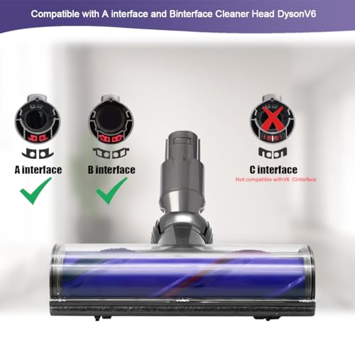 Elektrische Bürste kompatibel für Dyson V6 DC58 DC59 DC62 DC72 DC74 SV04 SV06 SV09, Ersatzteil Direktantrieb Bodendüse, Zubehör bürste mit Schnellspanner für Hartboden und Teppiche