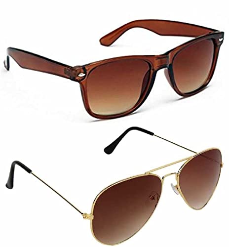 Image of UV-Protected Unisex Wayfarer And Aviator Combo Pack Of 2 Sunglasses