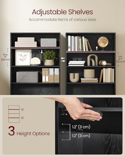 Image of VASAGLE CUSTOS Collection - Bookshelf, 4-Tier Bookcase, Book Shelf, Open Storage Shelf, 9.4 x 31.5 x 42.5 Inches, for Living Room, Home Office, Dining Room, Ebony Black ULBC174B01