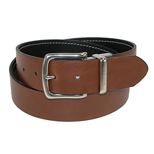 Tommy Hilfiger Men's Contrast Stitching Jean Belt,Black/Brown,302