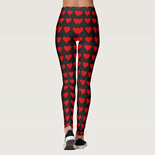 Qvkarw Calças femininas personalizadas para dia dos namorados estampadas leggings personalizadas par
