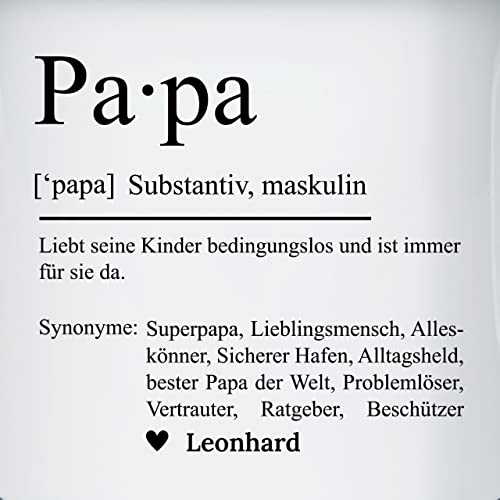 Emaille Tasse Blechtasse - zum Vatertag - Papa Definition Substantiv Geschenkidee Geburtstag Papi Geschenk Weihnachten Danke sagen - 300 ml - Weiß Schwarz - geschenke personalisierte