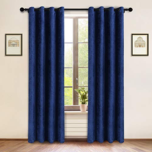 ELKCA Double-Sided Chenille Curtains for Living Room Luxury Room Royal Blue Curtains for Bedroom,Grommet Top (Royal Blue, 52" W x 96" L, 2 Panels)