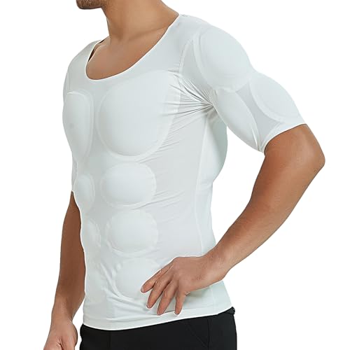 Fake Muscle T-Shirts for Men, Shaper Enhancers Strong Shoulders Padded Underwear, Make Your Body More Improved