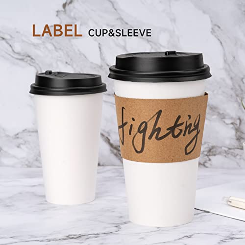 YEEHAW [16 oz 50 pack Coffee Cups with Lids & Sleeves, White Disposable Paper Cups, To Go Hot Cups for Coffee, Hot Liquid, Chocolate, cocoa, Hot Beverage Drinking Cup, Ideal for Cafes, Bistros