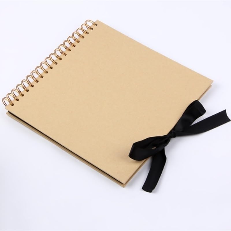 Travel Growth Commemorative Book ﻿ Vintage Kraft Paper DIY Handmade Album Ribbon Creative Gift Family Album Applicable to photos, receipts, star cards, etc(10in)