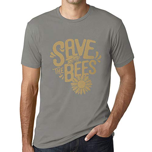 T-Shirt Graphique Save The Bees en coton doux couleur zinc Ultrabasic homme respirant