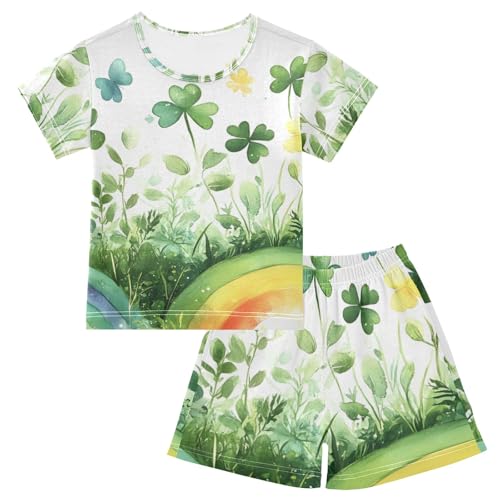 Summer Pajama Set Rainbow Clover, Short Sleeve Sleepwear Nightwear