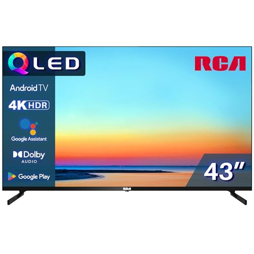 RCA QLED Smart TV 43 Zoll (108 cm) UHD 4K HDR Android TV mit WiFi Bluetooth HDMI Triple Tuner YouTube Netflix Prime Video VEVO Disney+ funktioniert