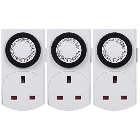HBN 24 Hour Plug-in Compact Timer Plug Socket, Mini Energy Saver Mechanical Timer Switch for Indoor Lights, Christmas Lights and Home Appliances (13A/2900W, 3 Pack) Cover