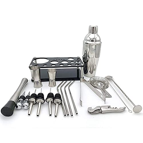 Set de cóctel Boston shaker de acero inoxidable 20 piezas miniatura 6