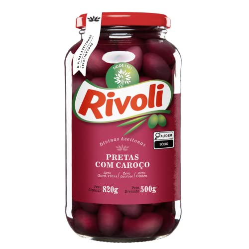 Rivoli Azeitona Preta Em Conserva Com Caroço Vidro 500G