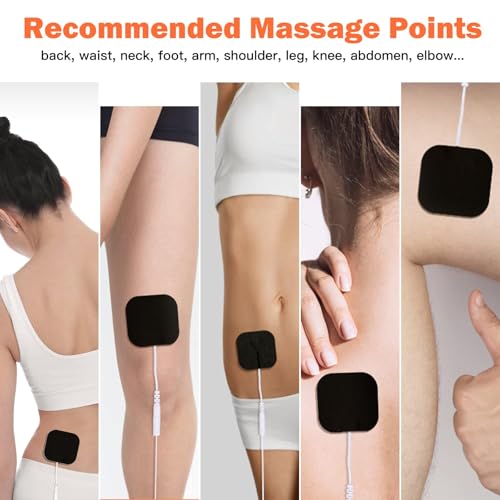 Image of 24 Pack 2 inch x 2 inch TENS Unit Replacement Pads Reuse More Than 45 Times, Upgraded Self-Adhesive Pads Compatible with AUVON, TENS 7000, Black