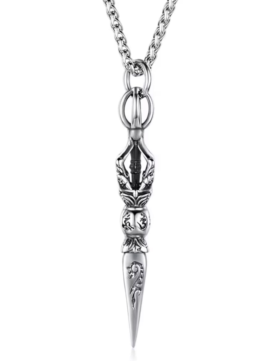 Tibetan Engraved Western Pendent Necklace Chain | Stainless Steel Silver Pendant Chain for Men | Birthday Gift for Men and Boys Anniversary Gift for Husband-image-45