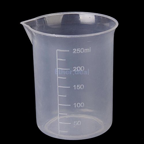 Brussels08 250ml Lab Laboratory Transparent Plastic Graduated Cylinder Measuring Cup Beaker Accurate Measurement Stackable Measuring Cups for Mixing Epoxy, Resin, Paint, Stain Random