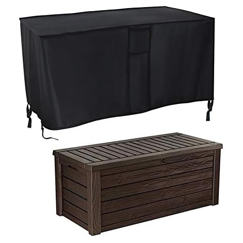 Rilime Garden Storage Box Cover, Outdoor Heavy Duty Waterproof Windproof Deck Box Cover Cushions Protector with Handles Buckles Drawstring Air Vents (160 x 77 x 64cm) Cover