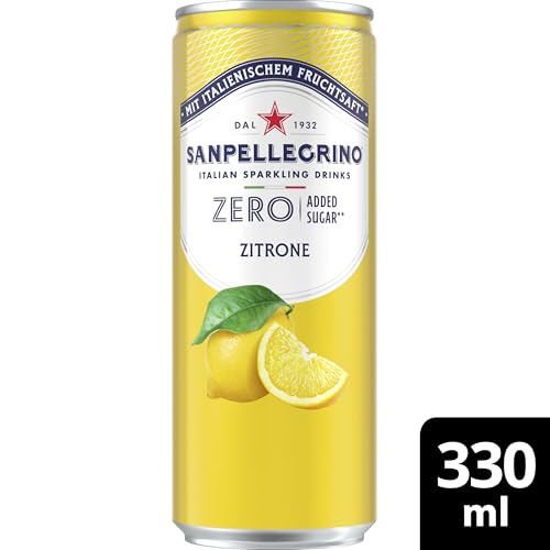San Pellegrino Zitrone Zero Added Sugar, Zitronen-Limonade mit 10% Fruchtsaft, ohne Zuckerzusatz, 12er Pack (12 x 330ml) Einweg-Dosen 3
