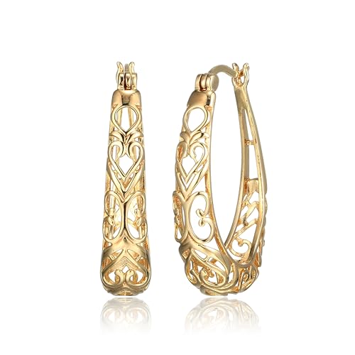 Image of Amazon Collection Sterling Silver Filigree Oval Hoop Earrings