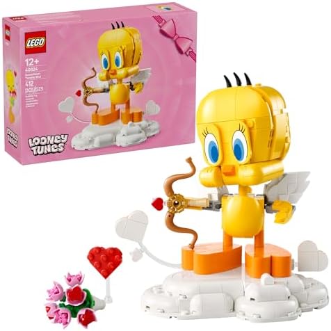 LEGO Looney Tunes Sweetheart Tweety Bird Building Toy for Adults & Kids - Tweety Figure W/Display Pedestal & Accessories for Girls & Boys, Ages 12+ - Gift Idea for Birthdays & Valentine's Day - 40824